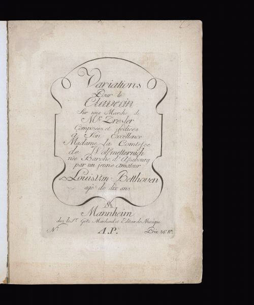 NINE VARIATIONS FOR PIANO ON A MARCH BY ERNST CHRISTOPH DRESSLER (C MINOR), WOO 63, ORIGINAL PRINT (MANNHEIM: GÖTZ, 1782)